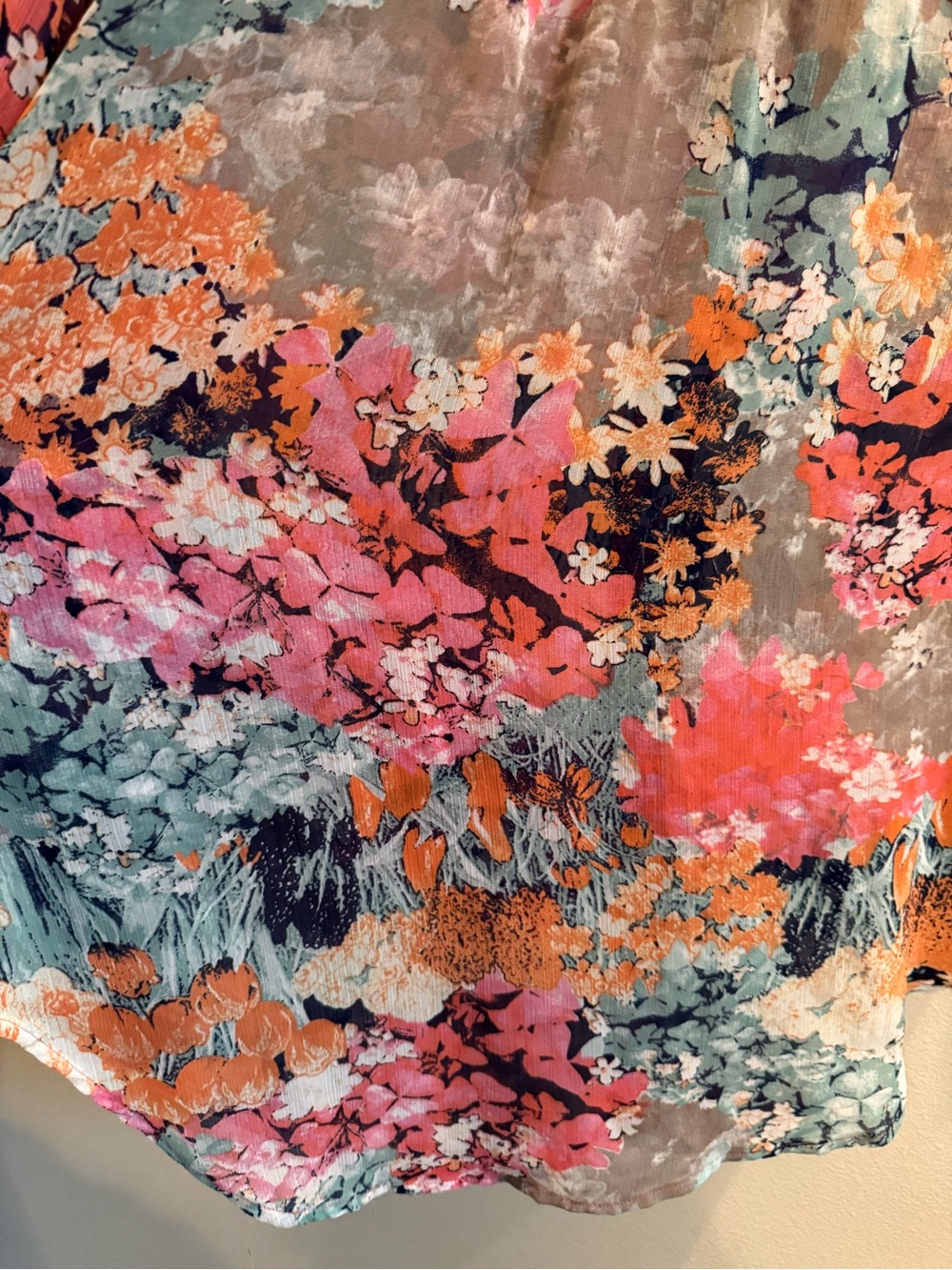 Fig & Flower Floral Mixed-Print Button Front Blouse - Multicolor - Picture 9 of 9